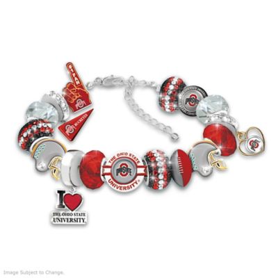Ohio State Buckeyes Team Logo Adjustable Bangle Bracelet 