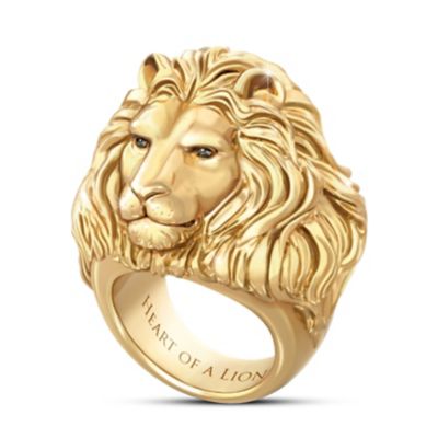 Heart Of A Lion 24K Gold-Plated Mens Ring