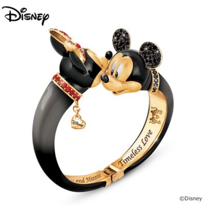 Mickey Mouse And Minnie Mouse Crystal Bangle Bracelet