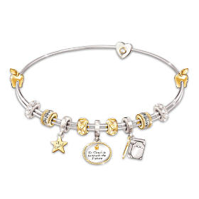 DiamondJewelryNY Double Loop Bangle Bracelet with a 5-Way Charm.
