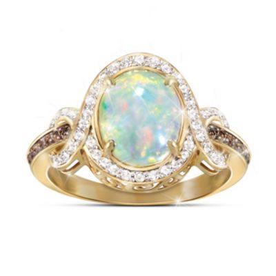 Queen Of Gems Ethiopian Opal And Diamond Womens Ring