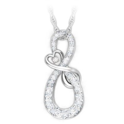 Mother & Daughter Diamond Infinity Sterling Silver Pendant Necklace