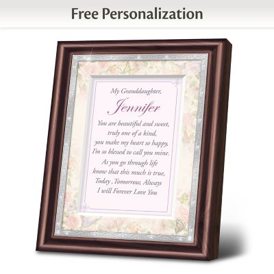 Granddaughter, I Love You Personalized Mahogany-Finished Picture Frame