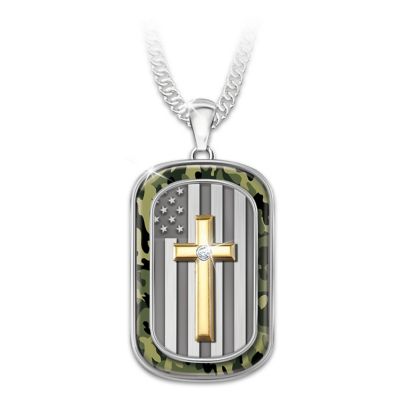 Patriotic Dog Tag Pendant Necklace