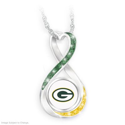 True Fans Green Bay Packers Diamond Accent Football Necklace in