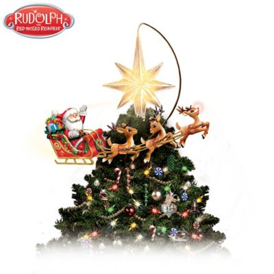 Rudolph The Red-Nosed Reindeer Hand-Painted Tree Topper Featuring A ...