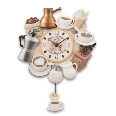 10.5" BOOKWORM'S CLOCK COFFEE LOVER'S CLOCK Large 10.5" Clock 3353 