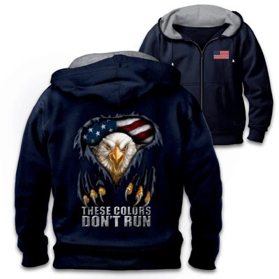 These Colors Dont Run Mens Patriotic Front-Zip Hoodie With Custom Eagle ...