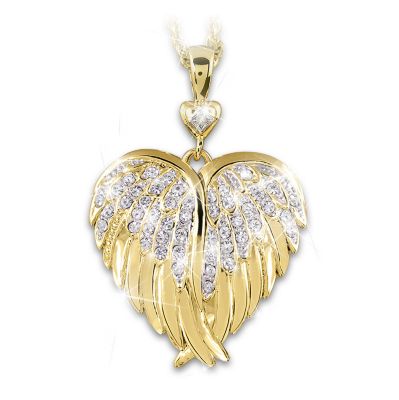 Equilibrium Rose Gold Plated Guardian Angel Wings Necklace diamante decor