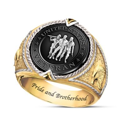 U.S. Veteran Commemorative Mens Ring With A Black Onyx Center Stone ...