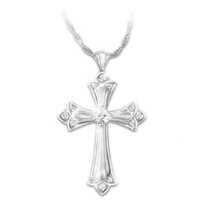 Woman Of God Womens Sterling Silver Religious Cross Pendant Necklace ...