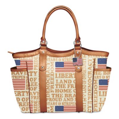 "American Spirit" Patriotic Art Tote Bag With Flag Charm