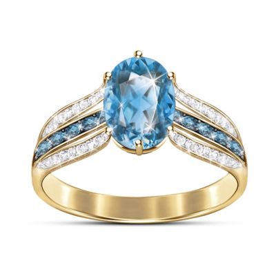 "Golden Twilight" London Blue Topaz Women's Ring