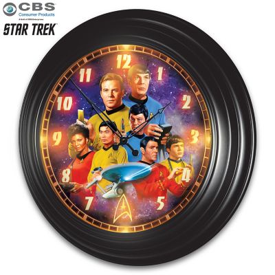Star Trek 13" Wall Clock Live Long and Prosper on Starship Enterprise Handmade 