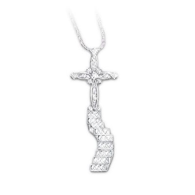 Loving Remembrance Pendant Necklace: Sterling Silver Sympathy Cross