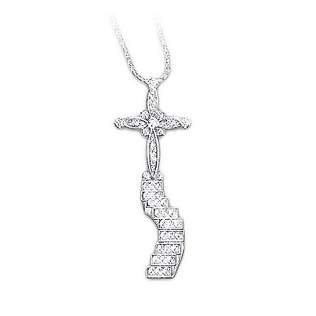 Loving Remembrance Pendant Necklace: Sterling Silver Sympathy Cross