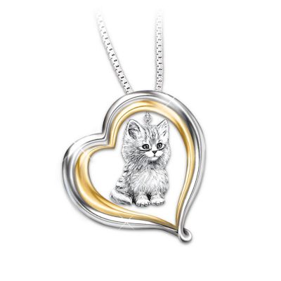 Purr-fect Companion Heart Shaped Keepsake Cat Pendant Necklace