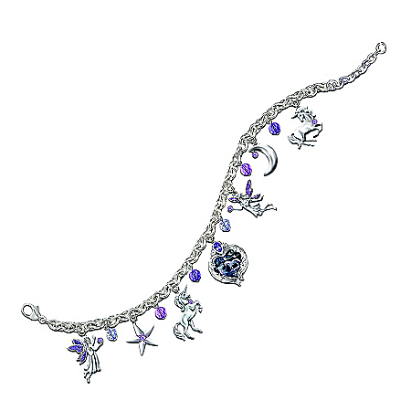 Twilight Enchantment Fantasy Art Charm Bracelet With Swarovski Crystals
