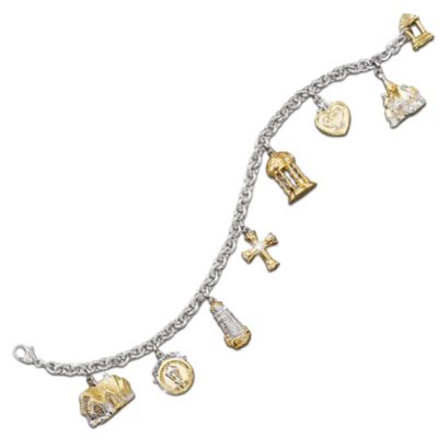 Thomas Kinkade Faith And Family Religious Charm Bracelet Gold-Plated Jewelry