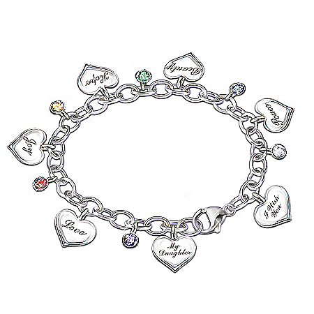 Heartfelt Wishes Sterling Silver-Plated Charm Bracelet Gift for Daughter
