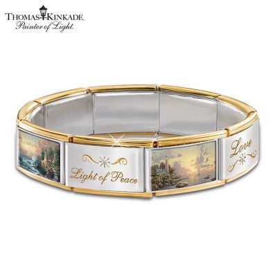 Thomas Kinkade Hope Lights The Way Italian Charm Bracelet With Swarovski® Crystals