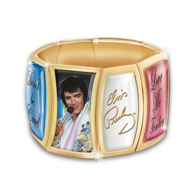 Elvis Presley Heartbreaker Flex 24K Gold-Plated Charm Bracelet