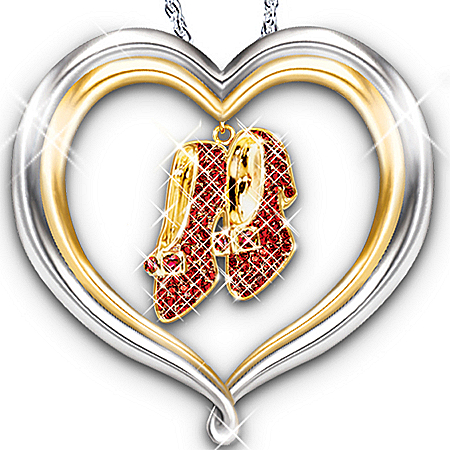 Wizard Of Oz Over The Rainbow Dorothy's Ruby Slippers Pendant Necklace