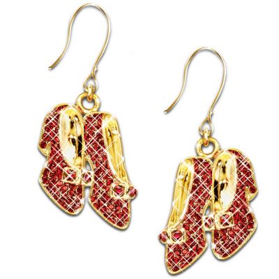 Wizard Of Oz Over The Rainbow Dorothy's Ruby Slippers Pierced Earrings