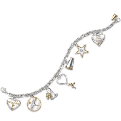 My Pride & Joy Sports Charm Bracelet - Cheerleading Charm Bracelet With Swarovski Crystal