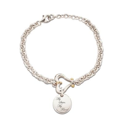 My Sister My Friend Solid Sterling Silver Engraved Sister Charm Bracelet