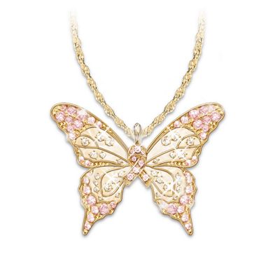 Butterfly Of Hope Pendant Necklace Breast Cancer Awareness Jewelry