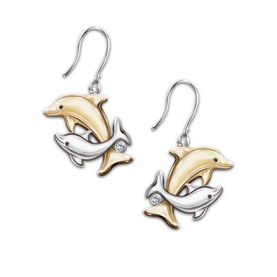Jeweled Dancers Dolphin Earrings: Dolphin Lover Gift