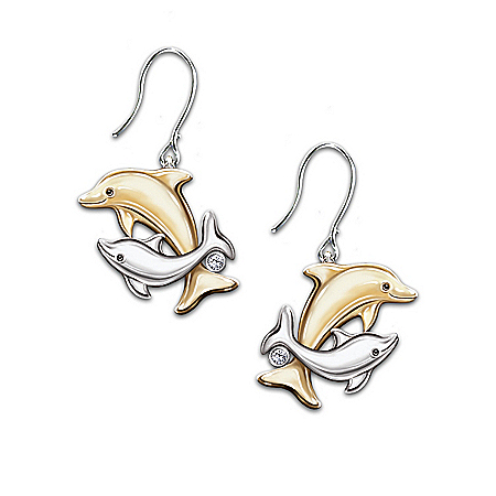 Jeweled Dancers Dolphin Earrings: Dolphin Lover Gift