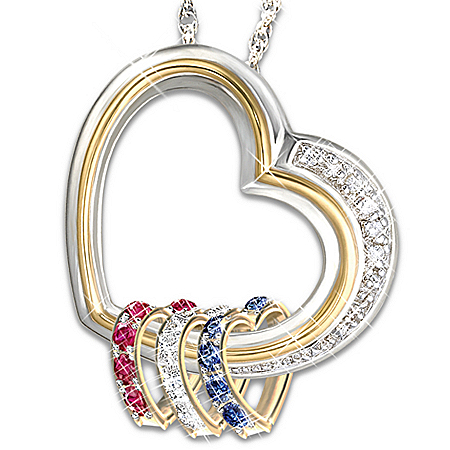 Forever In A Mother's Heart Personalized Heart-Shaped Birthstone Pendant Gift