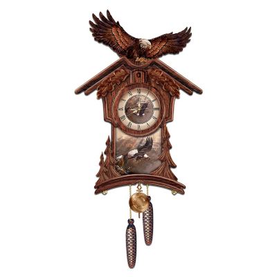 Timeless Majesty Collectible Cuckoo Clock With Bald Eagle Art