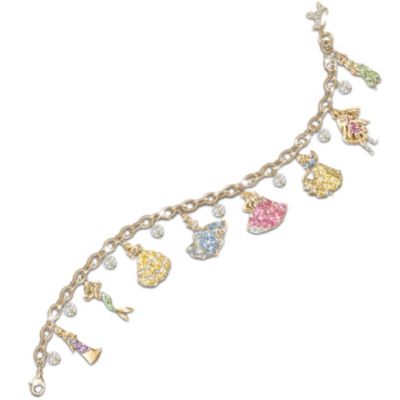 Disney Princess Charm Bracelet With Swarovski Crystals: Collectible Disney Jewelry