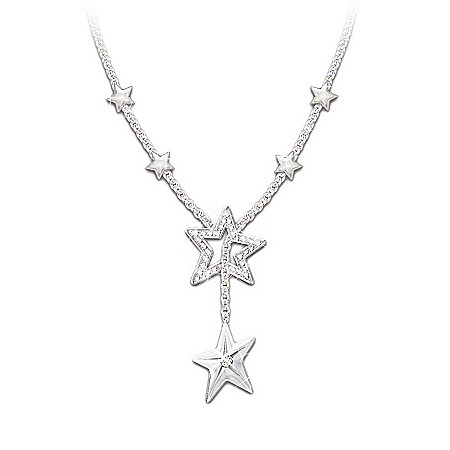 My Daughter, My Shining Star Sterling Silver Diamond Necklace: Jewelry Gift For Daughter
