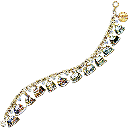 Thomas Kinkade Ultimate Village Christmas Charm Bracelet: Unique Christmas Jewelry Gift