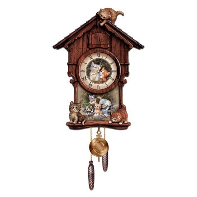 Moments Of Purr-fection Wooden Cuckoo Clock With Kittens: Collectible Cat Lover Gift