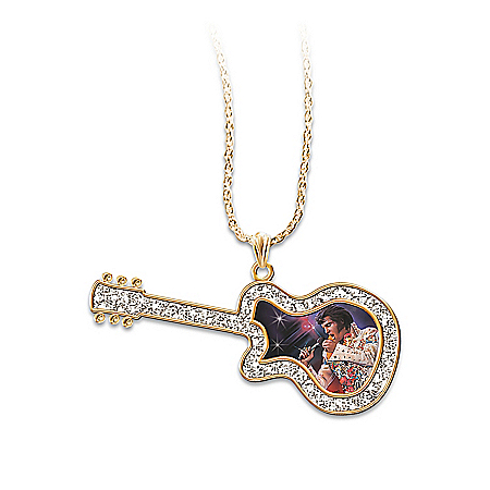 Legendary Elvis Guitar Pendant Necklace: Elvis Presley Jewelry Gift
