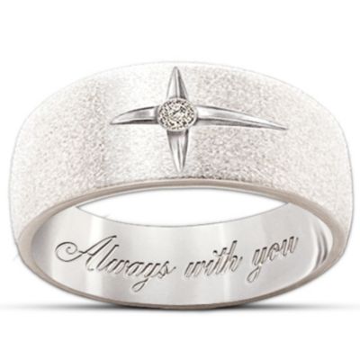 Forever In Faith Sterling Silver And Solitaire Diamond Women's & Men's Cross Ring