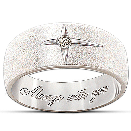 Forever In Faith Sterling Silver And Solitaire Diamond Women's & Men's Cross Ring