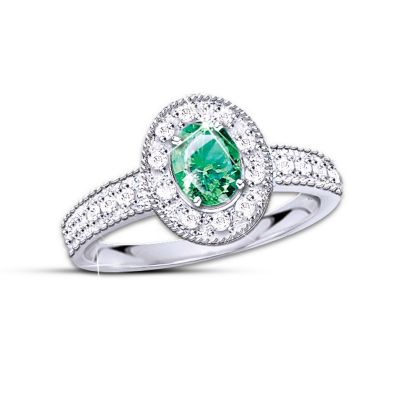 Women's Diamond And Emerald Ring: Legend Of The Emerald