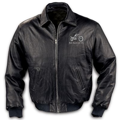 Ride Hard, Live Free Leather Motorcycle Jacket: Men's Black Leather Jacket