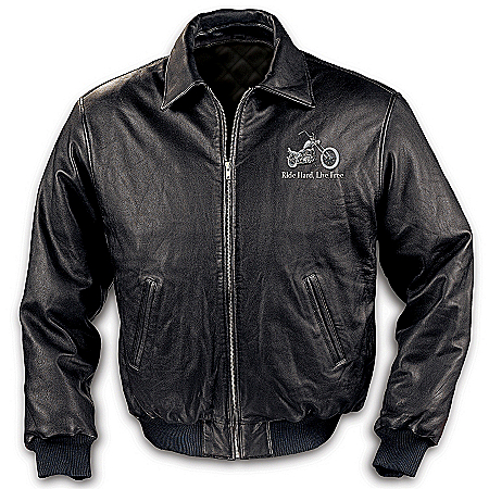 Ride Hard, Live Free Leather Motorcycle Jacket: Men's Black Leather Jacket