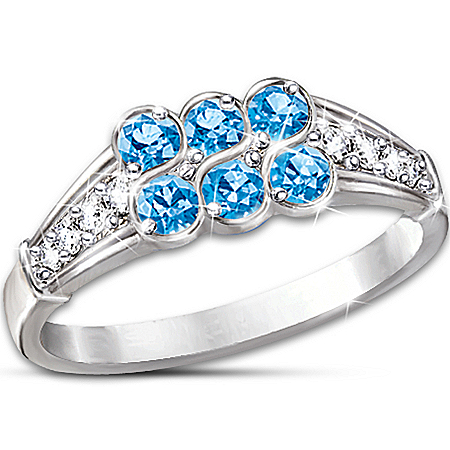 Blue Splendor Topaz And Diamond Ring: Unique Jewelry Gift For Her