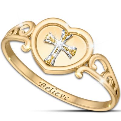 Thomas Kinkade Religious Diamond Ring: Believe