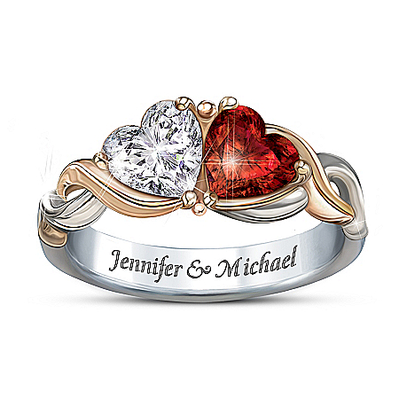 Two Hearts, One Love Heart-Shaped Personalized Ring: Romantic Jewelry Gift