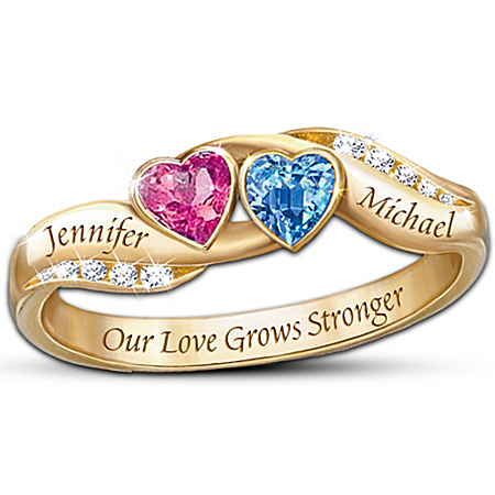 Personalized Birthstone Couples Ring: Love's Journey