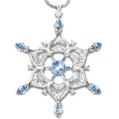 Thomas Kinkade Sterling Silver Sparkling Snowflake Pendant Necklace: Jewelry Gift For Her